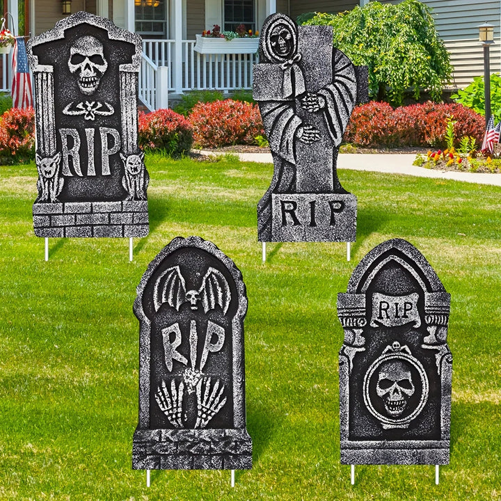 Tombstone Gravestone Yard Decorations Set of 4