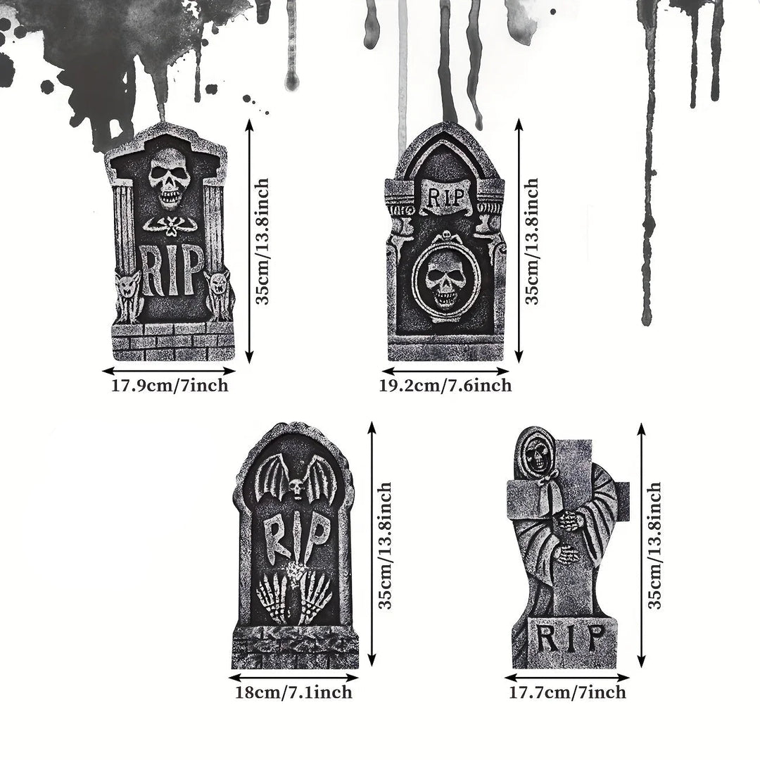 Tombstone Gravestone Yard Decorations Set of 4