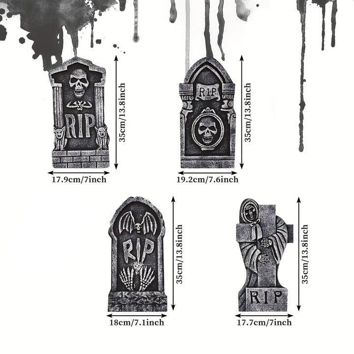 Tombstone Gravestone Yard Decorations Set of 4
