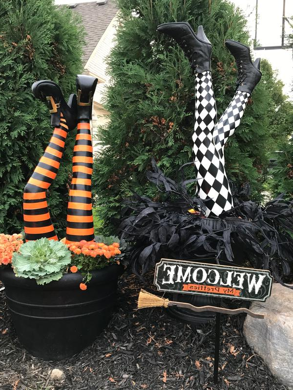 Witch Leg Yard Stakes Halloween Decoration, Set of 2