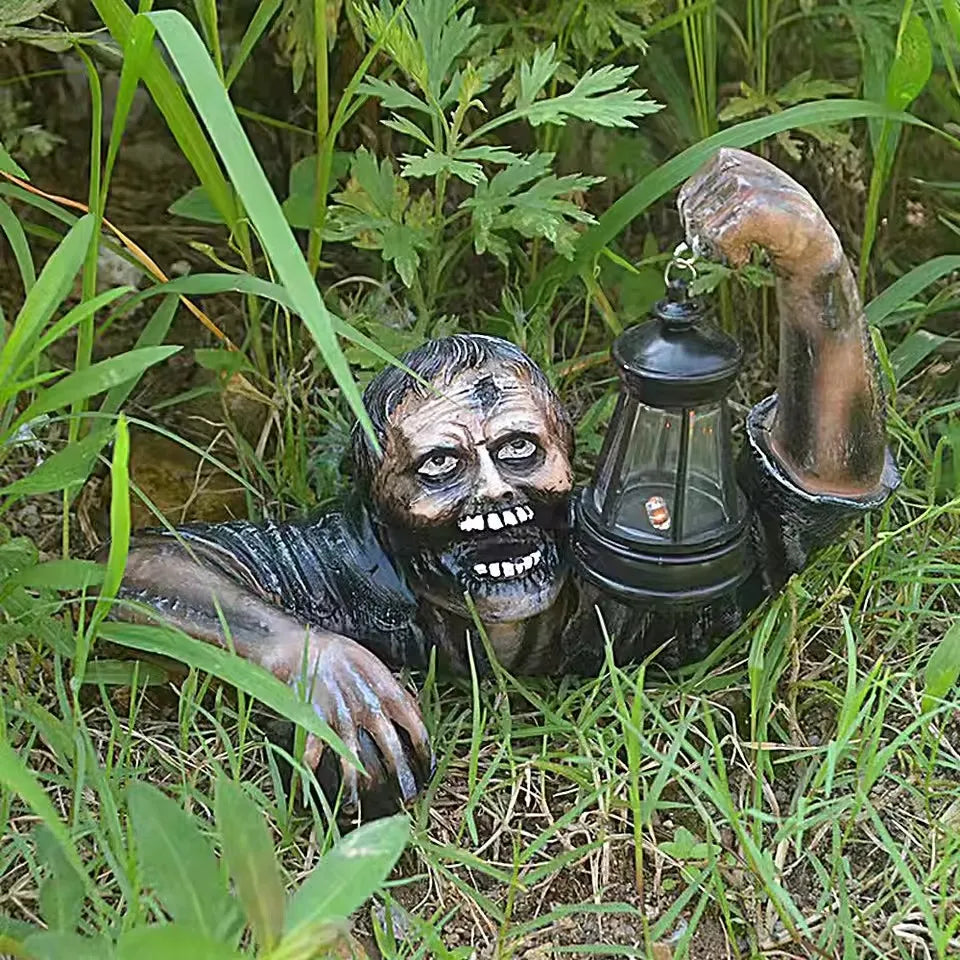 Lifelike Zombie Yard Decoration with LED Lantern