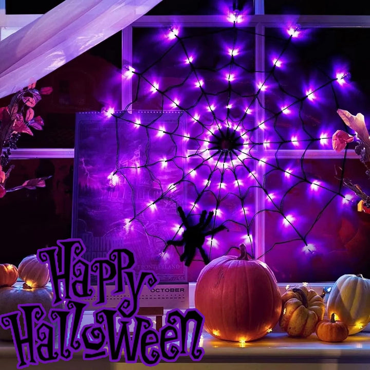 Spider Web Decoration with LED Lights - Halloween Decoration
