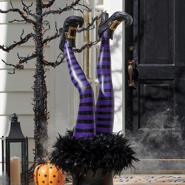 Witch Leg Yard Stakes Halloween Decoration, Set of 2