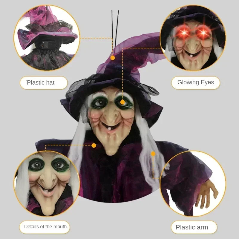 Animated Witch Decoration with Sound and Glowing Eyes