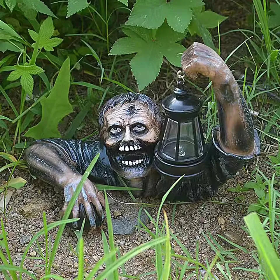 Lifelike Zombie Yard Decoration with LED Lantern