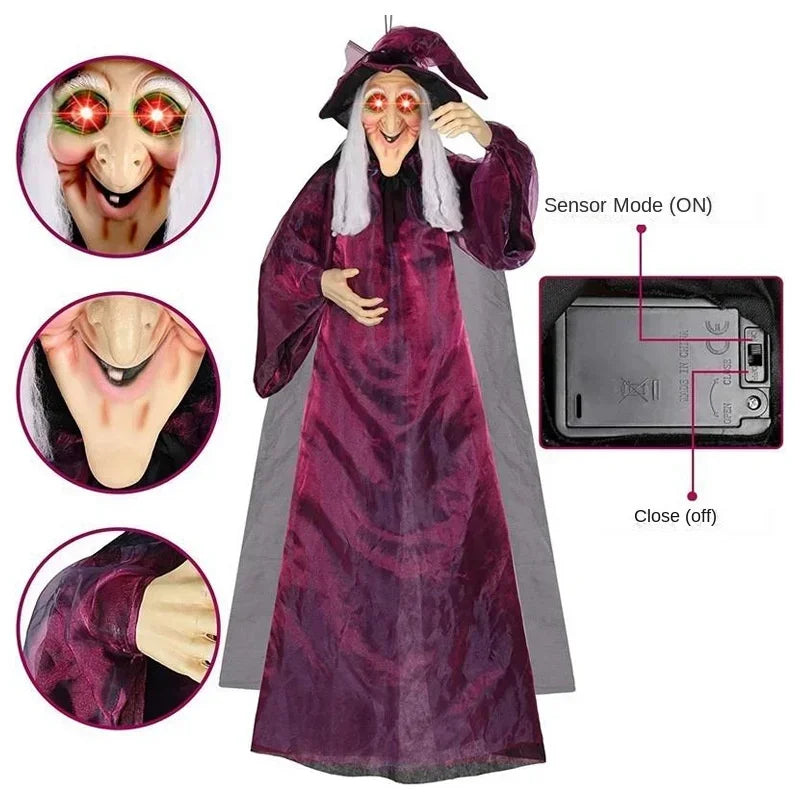 Animated Witch Decoration with Sound and Glowing Eyes
