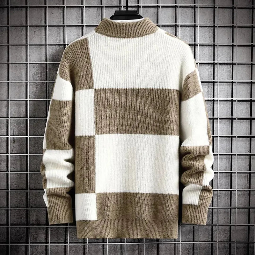 Modern Tonal Patchwork Sweater