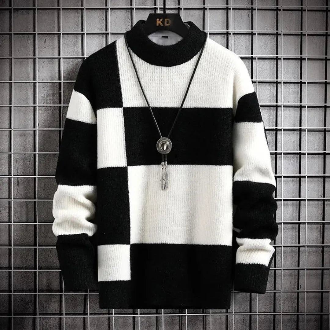 Modern Tonal Patchwork Sweater