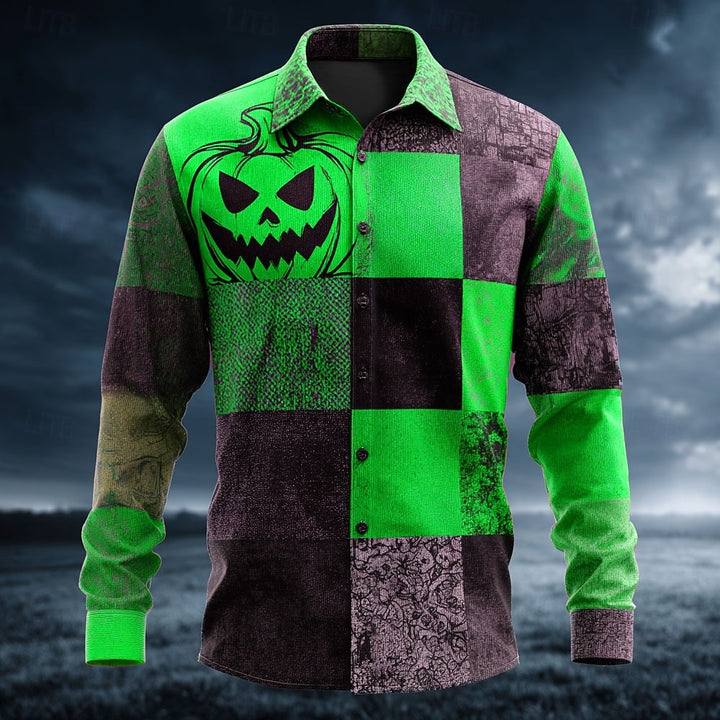 Patchwork Pumpkin Button-Up Shirt