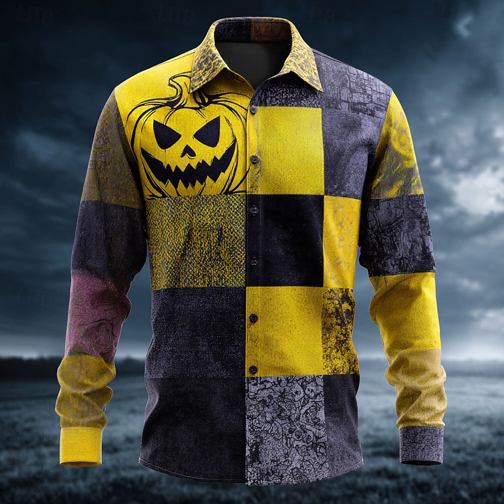 Patchwork Pumpkin Button-Up Shirt