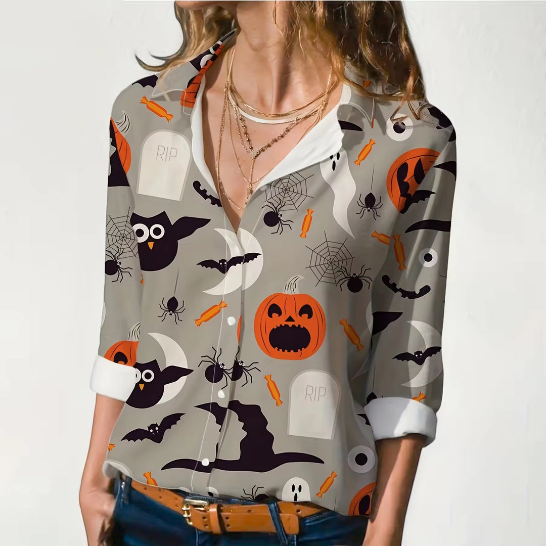 Halwell Pumpkin Print Shirt