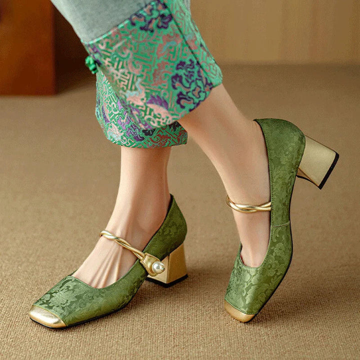 Casviera Floral Square Toe Heels