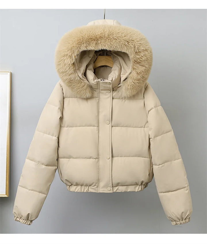 Livia Short Padded Fur-Collar Jacket