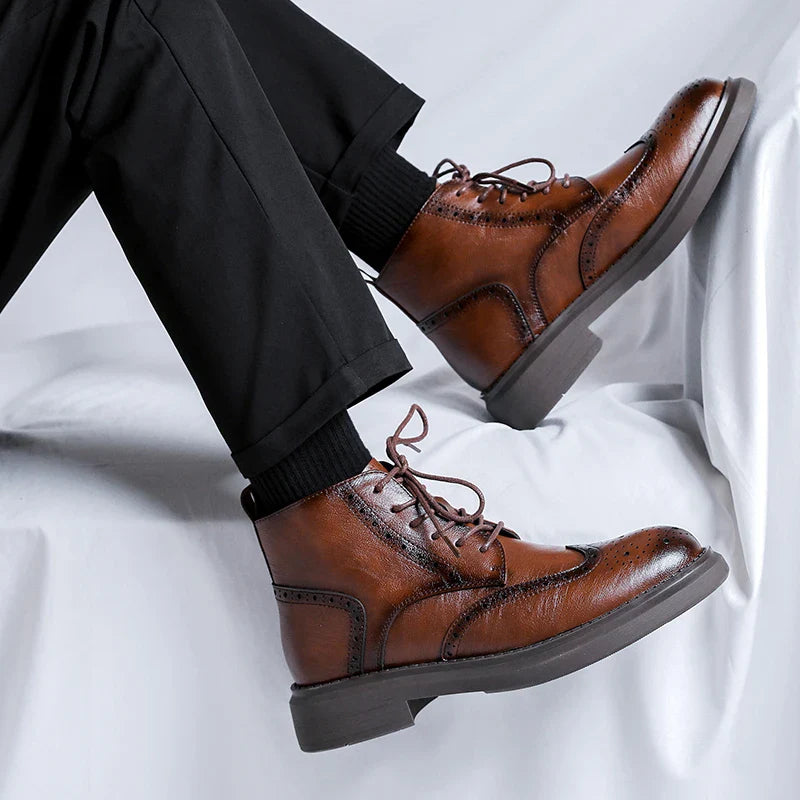 Tuscany Brogue Leather Boots