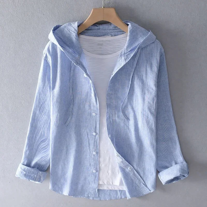 Mykonos Linen Hooded Shirt
