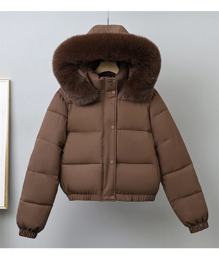 Livia Short Padded Fur-Collar Jacket