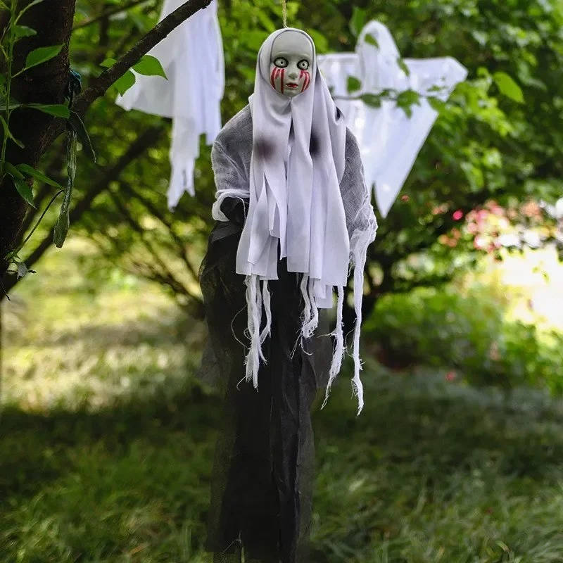 Hanging Ghost Decoration with Skull