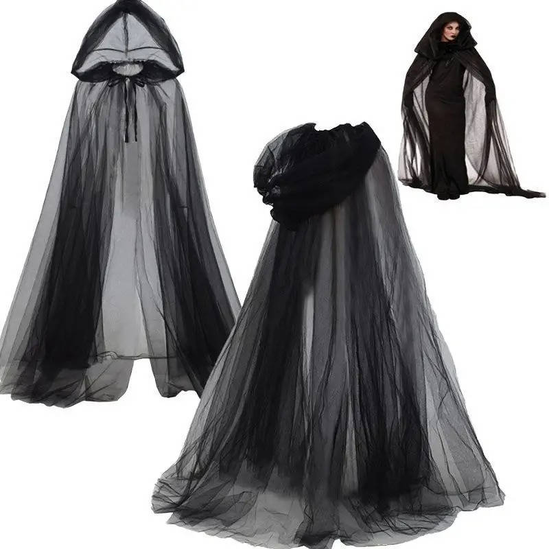 Black Hooded Cloak Costume for Women