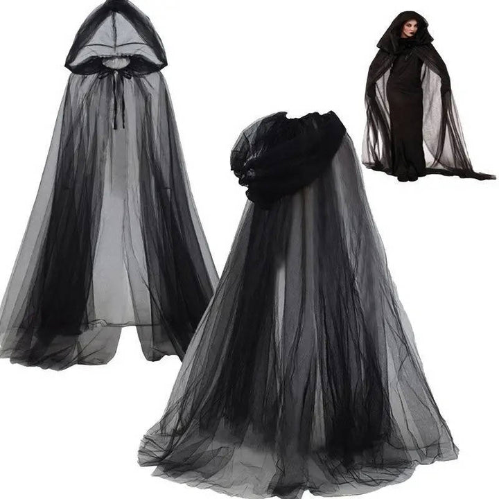 Black Hooded Cloak Costume for Women