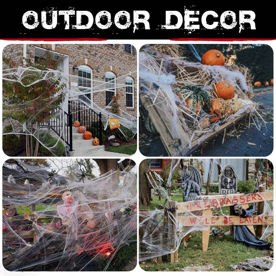 Giant Spider Web Decoration with Fake Spiders 200 Sqft