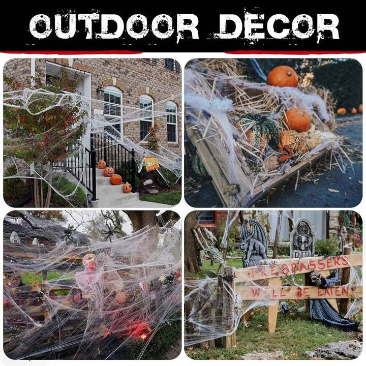 Giant Spider Web Decoration with Fake Spiders 200 Sqft