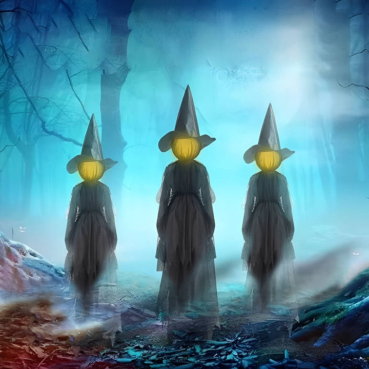 Set of 3 Sound Activated Hanging Witch Decorations