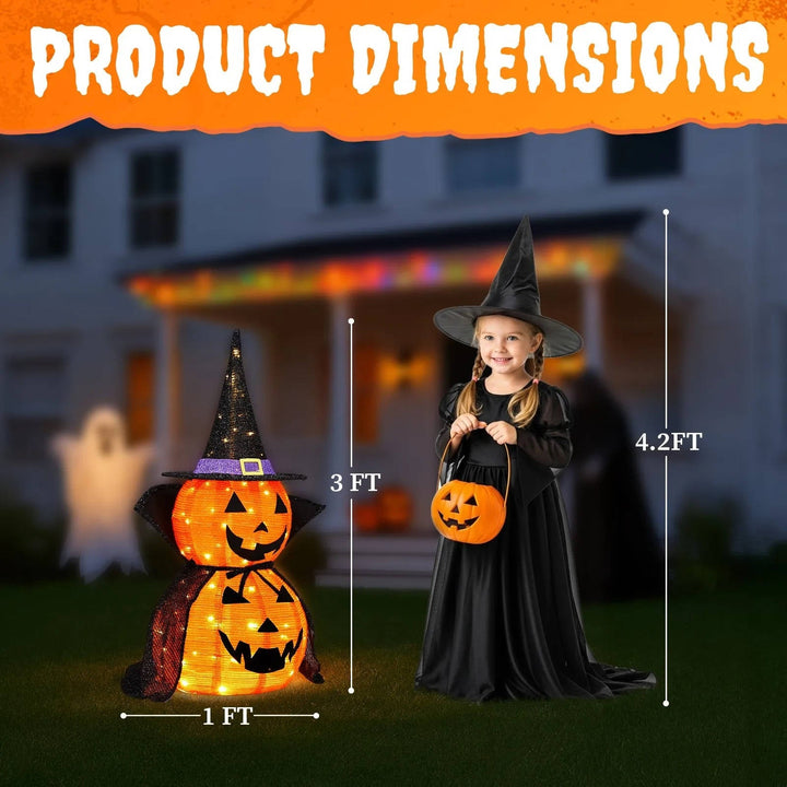 Set of 2 Lighted Pumpkin Decorations 3ft
