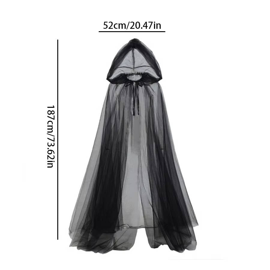 Black Hooded Cloak Costume for Women