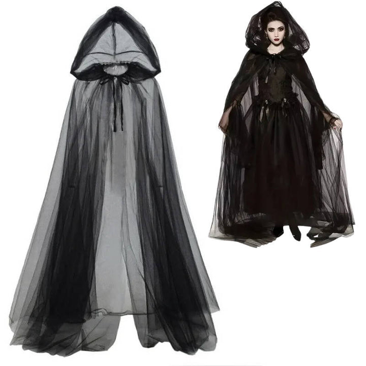 Black Hooded Cloak Costume for Women