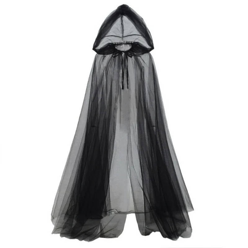 Black Hooded Cloak Costume for Women