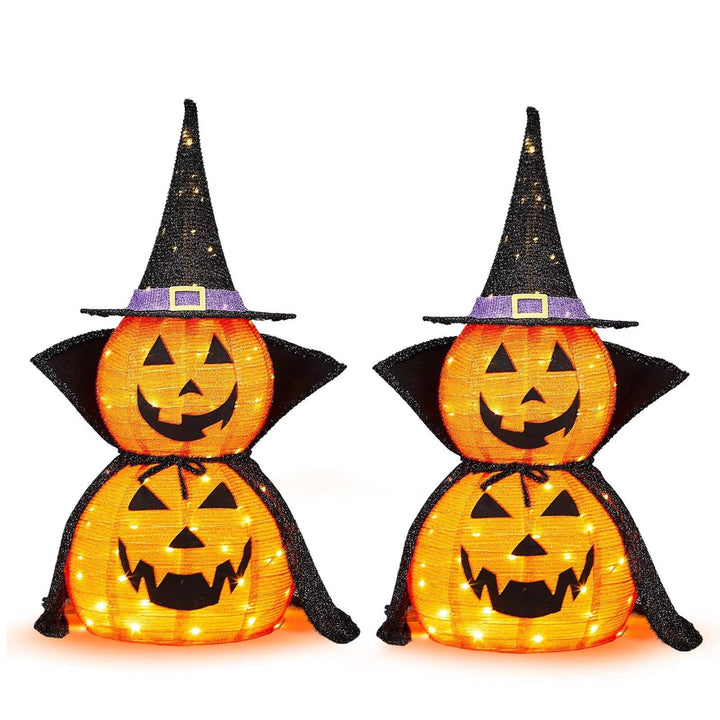 Set of 2 Lighted Pumpkin Decorations 3ft