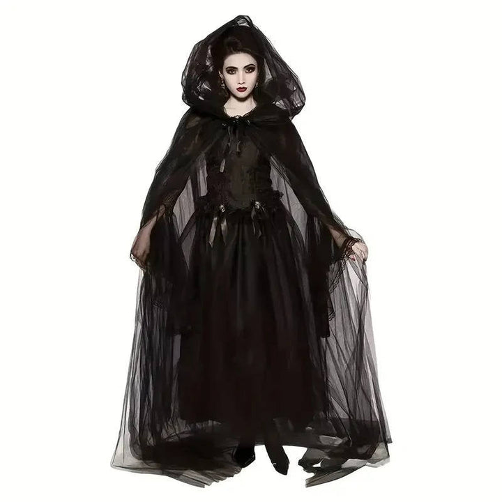 Black Hooded Cloak Costume for Women