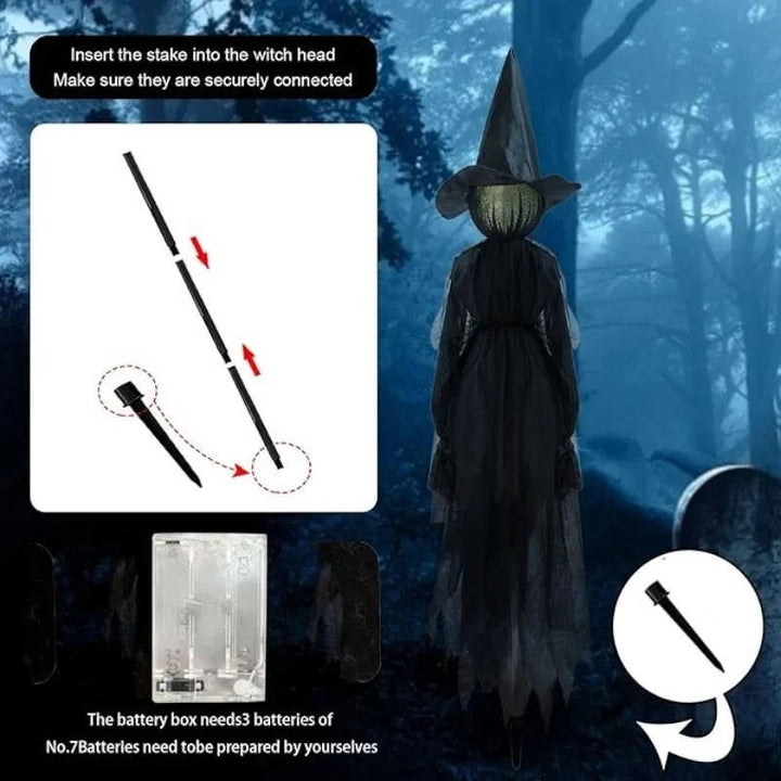 Set of 3 Sound Activated Hanging Witch Decorations