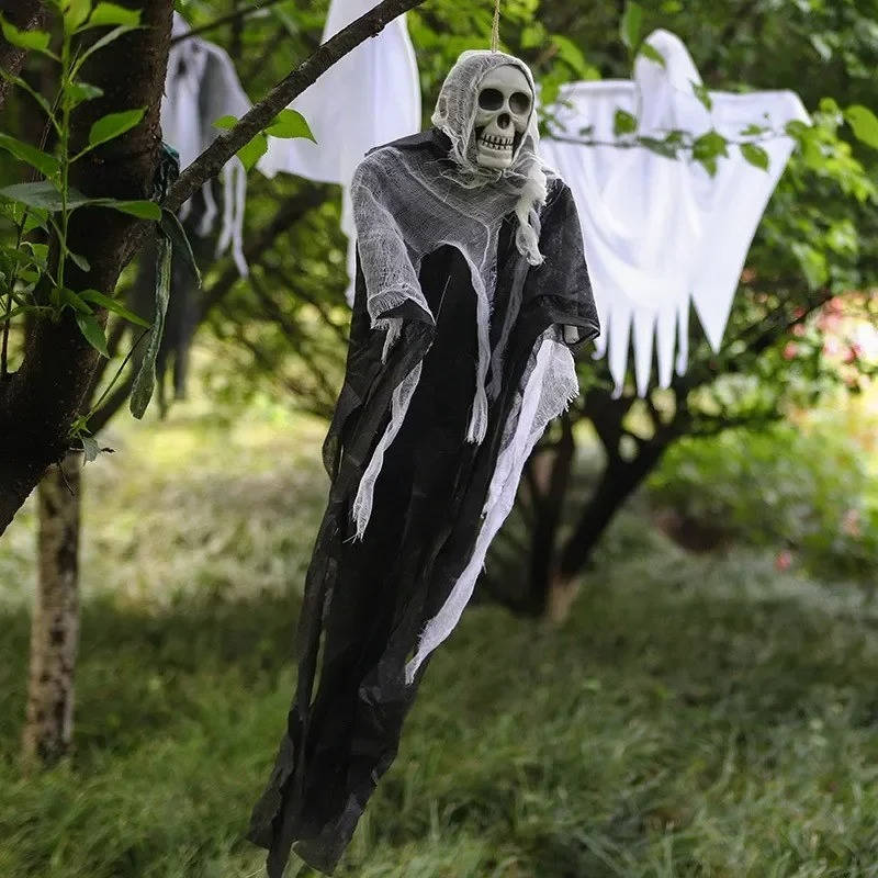 Hanging Ghost Decoration with Skull