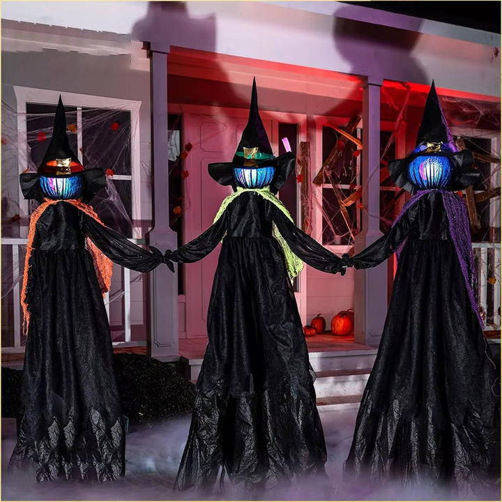 Set of 3 Sound Activated Hanging Witch Decorations