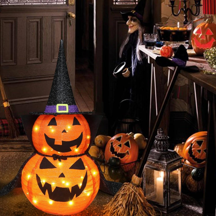 Set of 2 Lighted Pumpkin Decorations 3ft