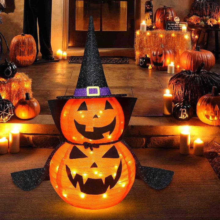 Set of 2 Lighted Pumpkin Decorations 3ft