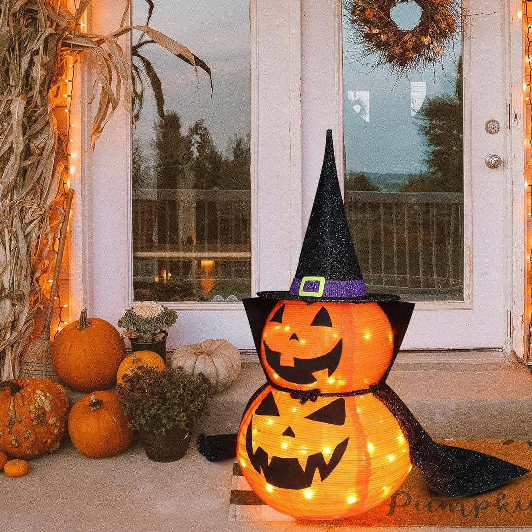 Set of 2 Lighted Pumpkin Decorations 3ft
