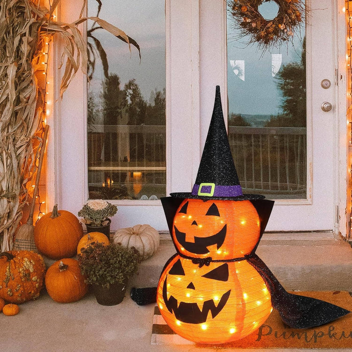 Set of 2 Lighted Pumpkin Decorations 3ft
