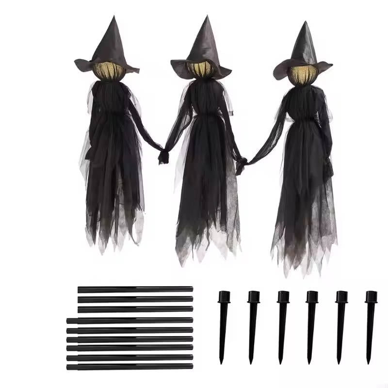 Set of 3 Sound Activated Hanging Witch Decorations