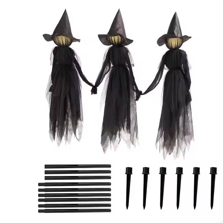 Set of 3 Sound Activated Hanging Witch Decorations