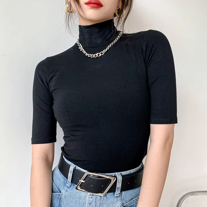 Elena Cotton Turtleneck Top